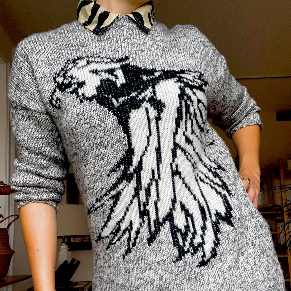 Raven / Hawk knit black and white sweater